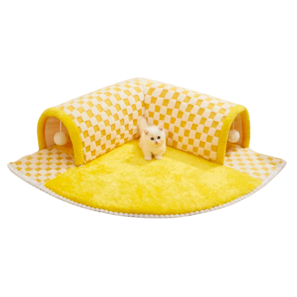 Cat Tunnel Catwalk Plush Cat Tunnel with Comfort Mat & Hanging Ball