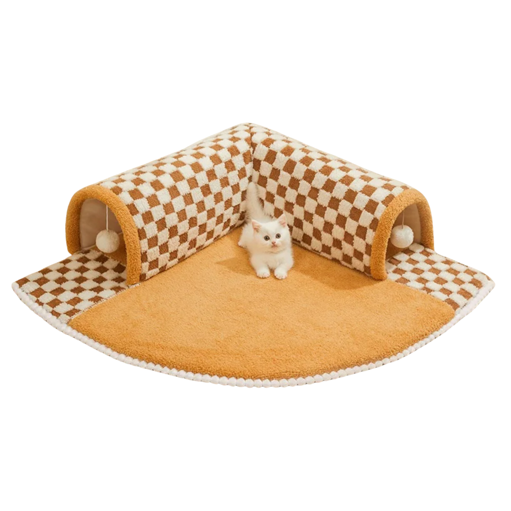Cat Tunnel Catwalk Plush Cat Tunnel with Comfort Mat & Hanging Ball