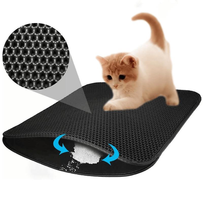 Cat Litter Mat Dual Layer, Non-Slip & Waterproof Keeps Floors Clean