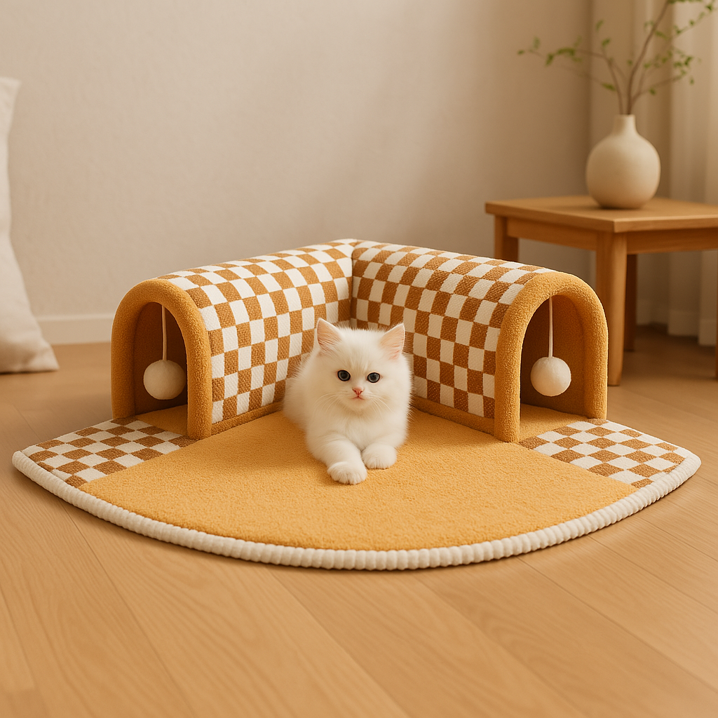 Cat Tunnel Catwalk Plush Cat Tunnel with Comfort Mat & Hanging Ball