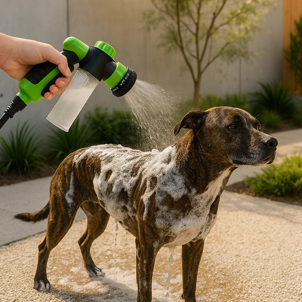 Dog Shower Sprayer with Soap Dispenser & 8 Spray Modes