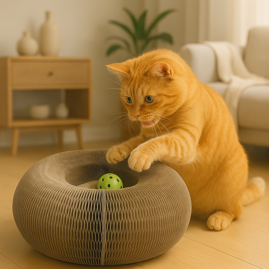 Cat Toy Adjustable Design with Ball & Organic Scratch Surface