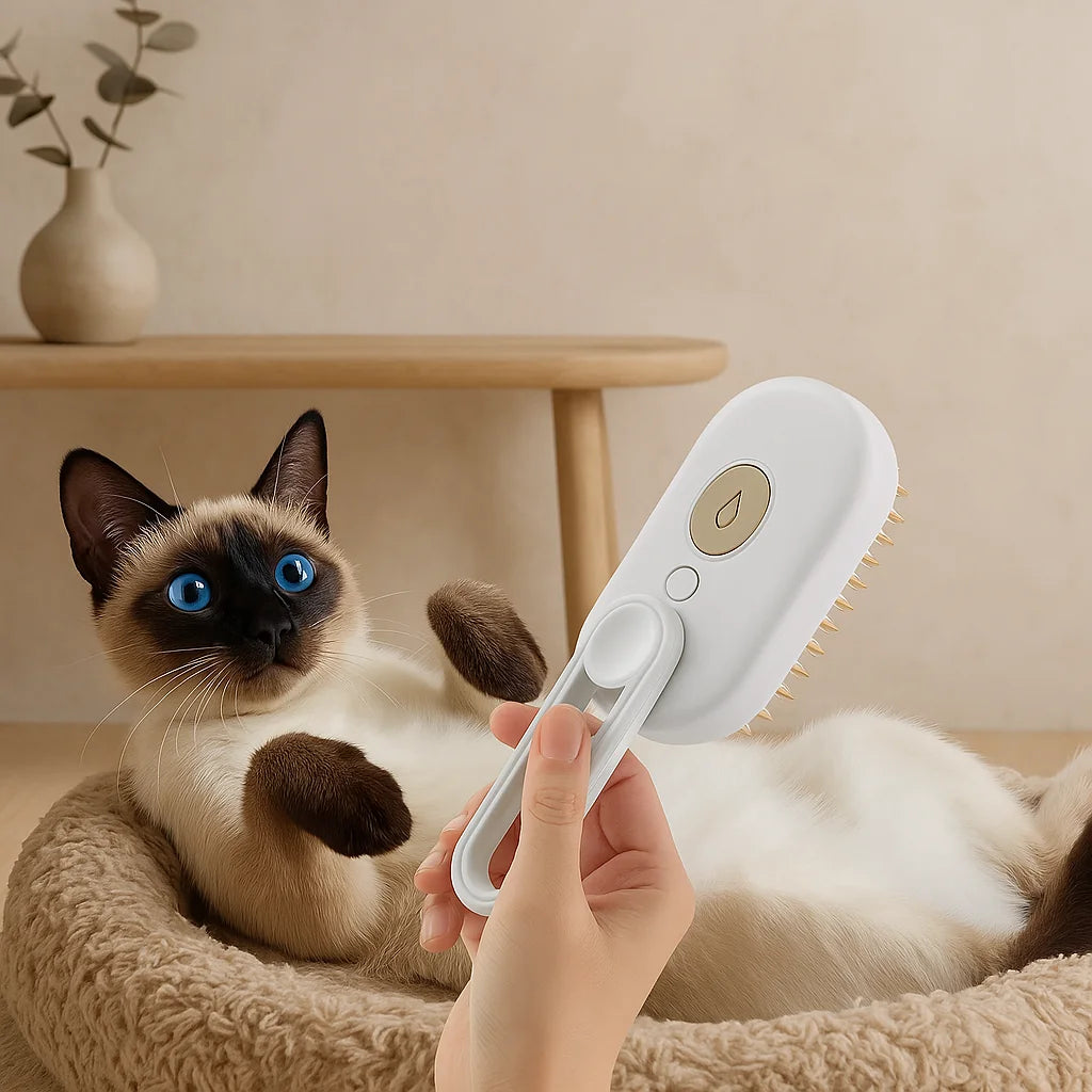 Steam Brush Cat Hair Brush Fights Shedding & Promotes Healthy Shiny Coat