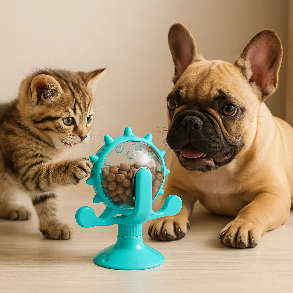 Food Spinning Windmill Interactive Slow Feeder Toy for Dogs & Cats