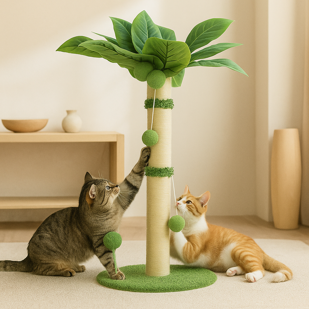 Cat Tree Scratching Post Made of Coconut Rope Durable Compact Cat Tree - PawHaven