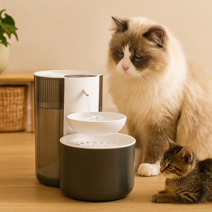 Silent Cat Fountain with 3L Capacity Ultra-Clean Drinking Water with Gentle Flow and Advanced Filtration – HydraFlow
