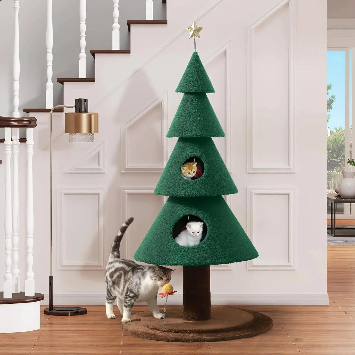 Cat Wooden Tower Tree | Scratch Friendly
