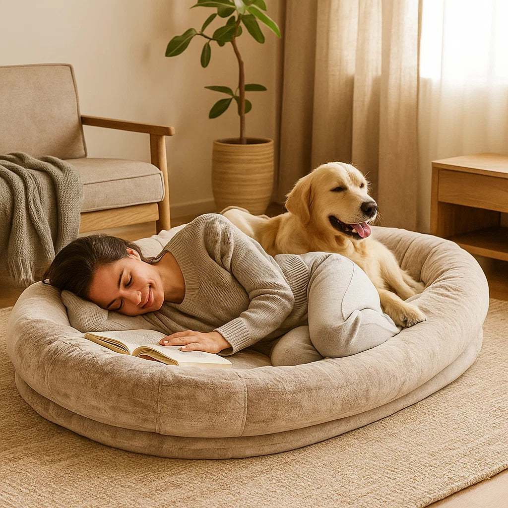 Dog bed for human – Oversized Plush Floor Lounger with Memory Foam Support