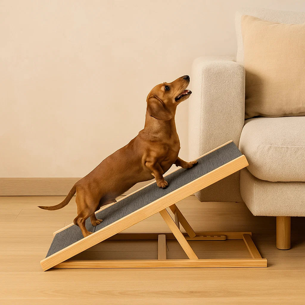 Adjustable Wooden Dog Ramp with Non-Slip Surface & Easy Storage - PawRampEase