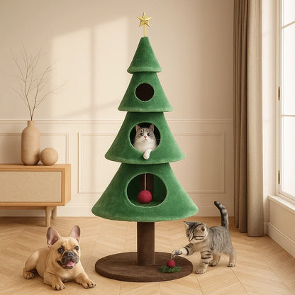 Cat Wooden Tall Tree | Scratch-Friendly Tower