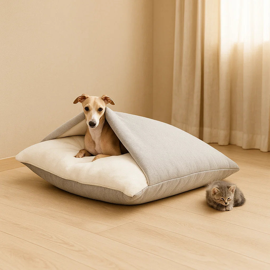 Hondenbed met Aangehechte Deken | Wasbaar Kussen